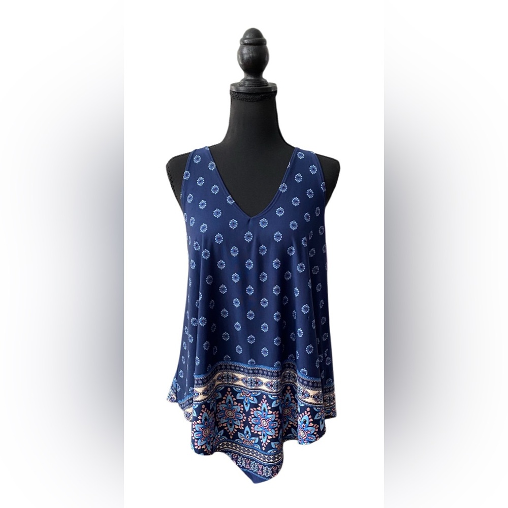 Top Fashion New York: Blue Floral V Neck Halter Top